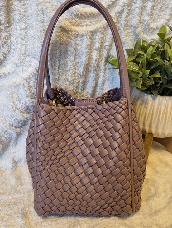 Anthropologie Hollace Tote Woven Mini Edition NEW Maeve Mocha Boho Crossbody Bag - Picture 2 of 13